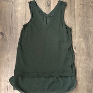 Trouve Nordstrom mixed media top XS extra small Green